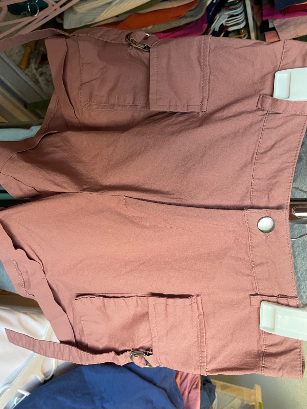 Paige Evan’s Mauve Utility Cargo  Shorts with Side Pockets